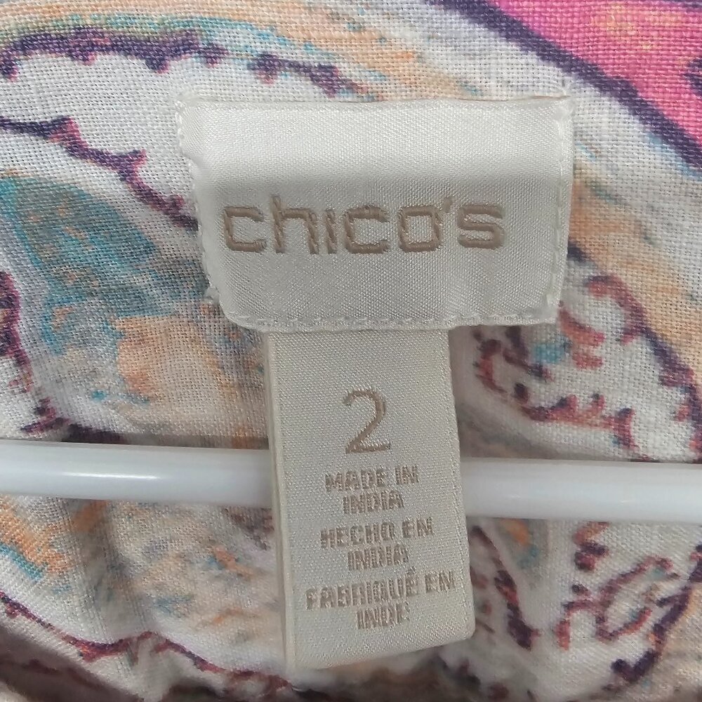 Chico's Jacket Shacket Pink Linen Boho Coastal Beach 2 (L) - Picture 13 of 16